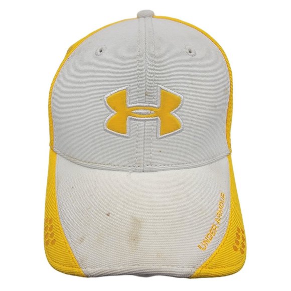 Under Armour Yellow White Large Athletic Hat Cap Outdoors Casual Comfort - Picture 1 of 9